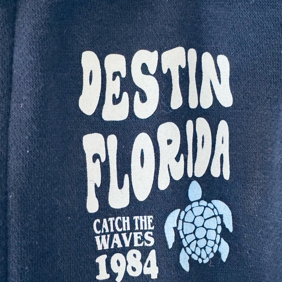 Black Destin Florida Hoodie with Blue Turtle Design - Picture 6 of 8
